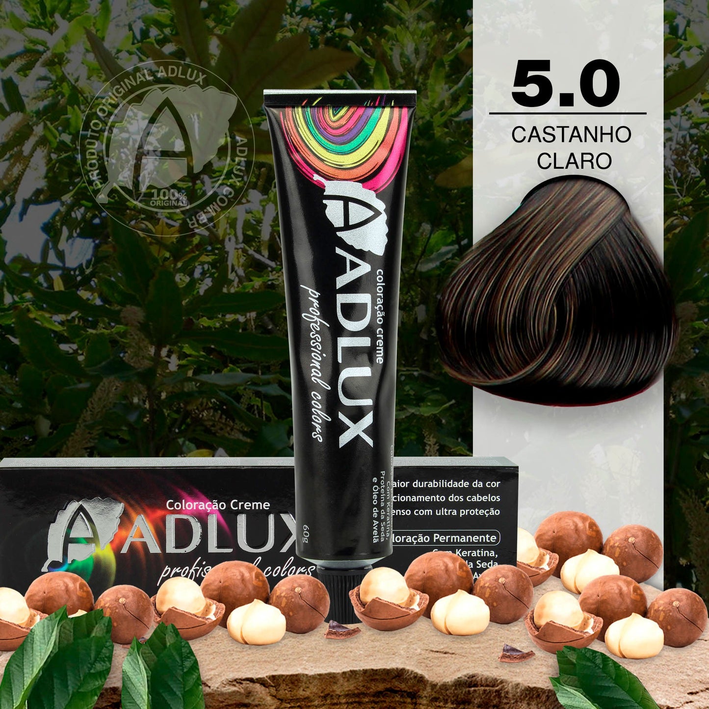 Coloração Creme Adlux 5.0 Castanho Claro - 60g