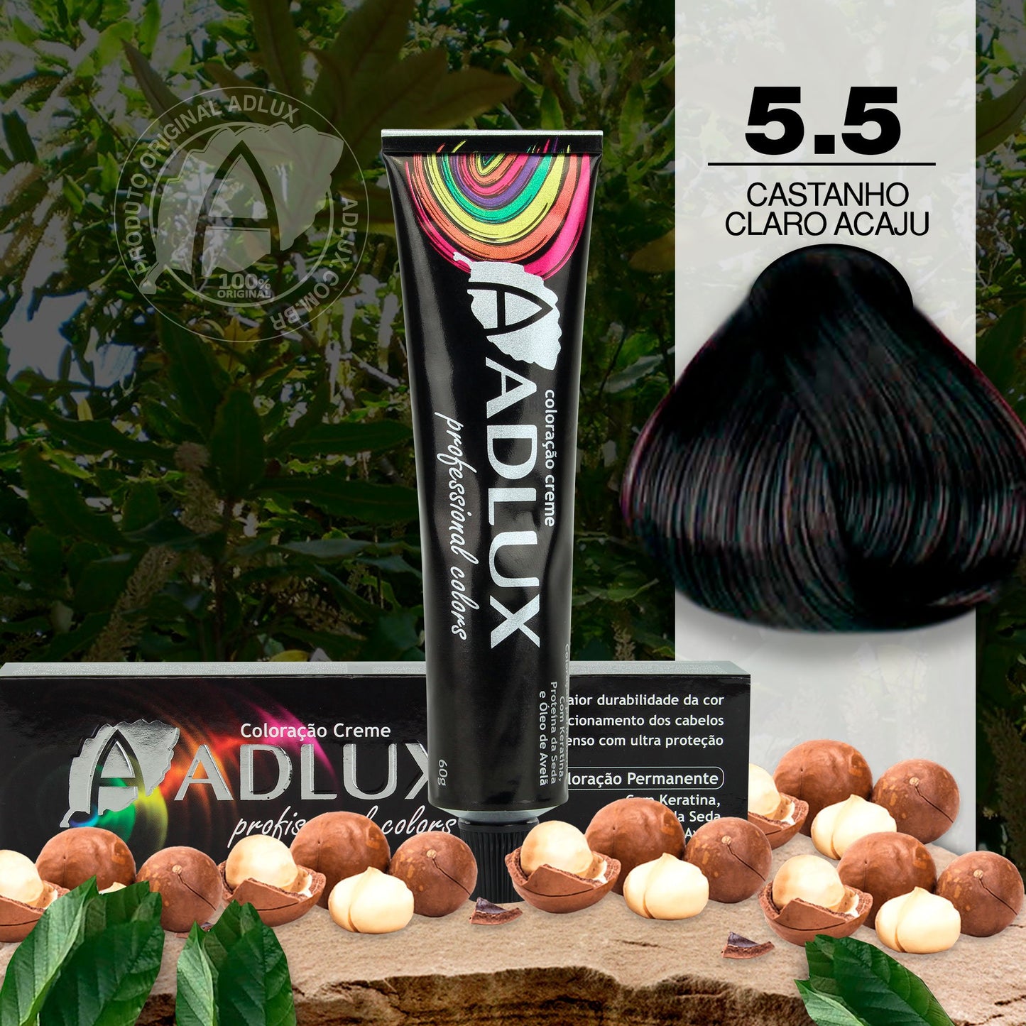 Coloração Creme Adlux 5.5 Castanho Claro Acaju - 60g