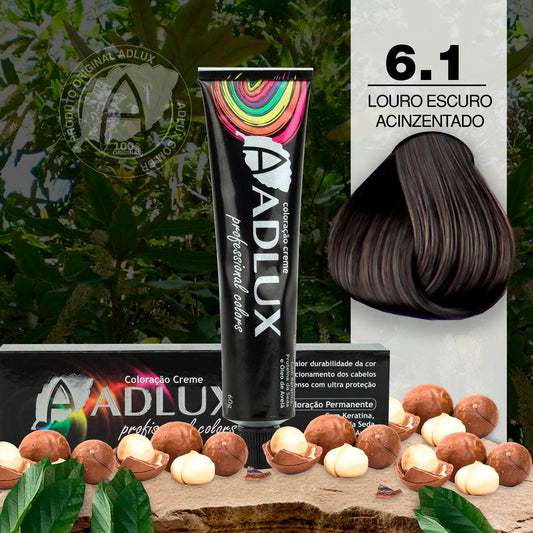 Coloração Creme Adlux 6.1 Louro Escuro Acinzentado - 60g