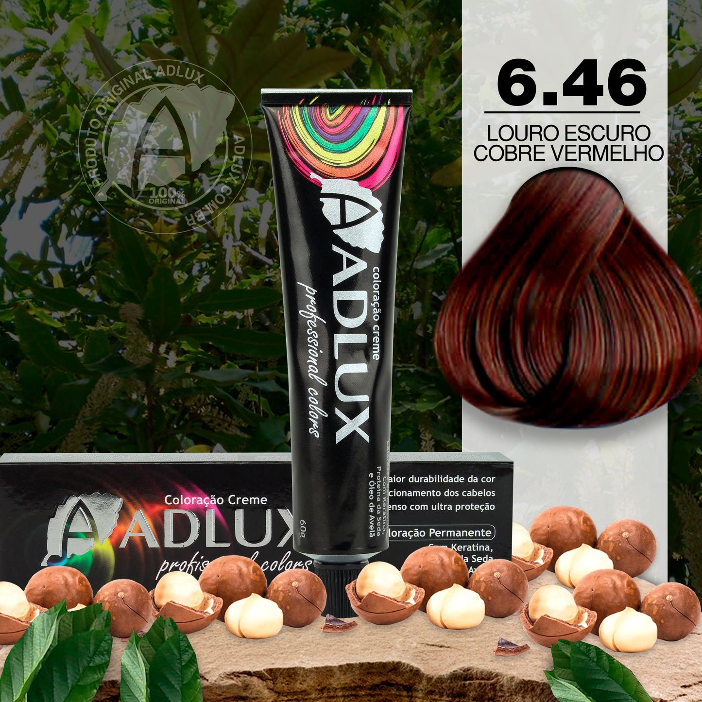 Coloração Creme Adlux 6.46 Louro Escuro Cobre Vermelho - 60