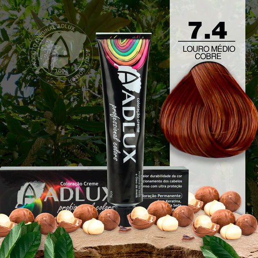 Coloração Creme Adlux 7.4 Louro Médio Cobre - 60g